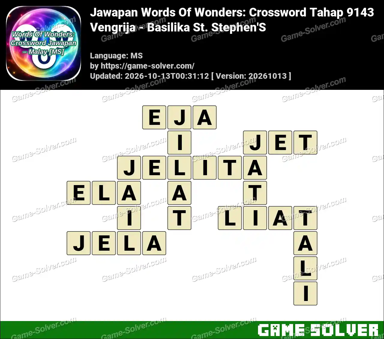 Jawapan Words Of Wonders: Crossword Tahap 9143 – Vengrija – Basilika St. Stephen’S